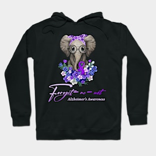 Forget me not Alzheimer's Awareness Elephant Flower Hoodie